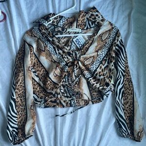 Brand new wild prints long sleeve crop top